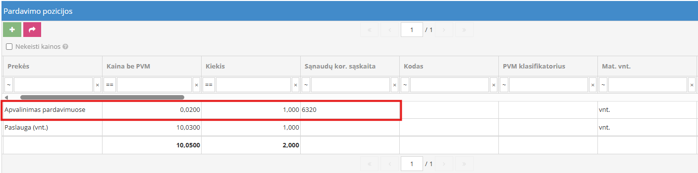 Example of rounding service in sales